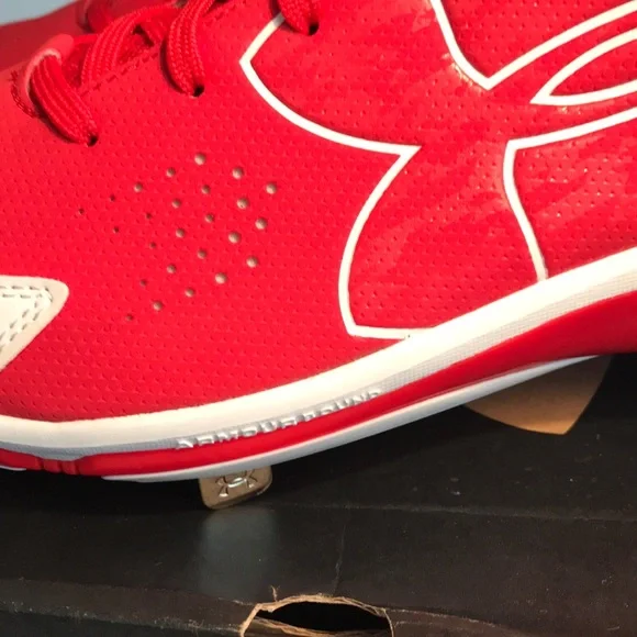 Under Armour UA Ignite Mid ST CC Metal Baseball Cleats Red White Men Sz 13 NIB